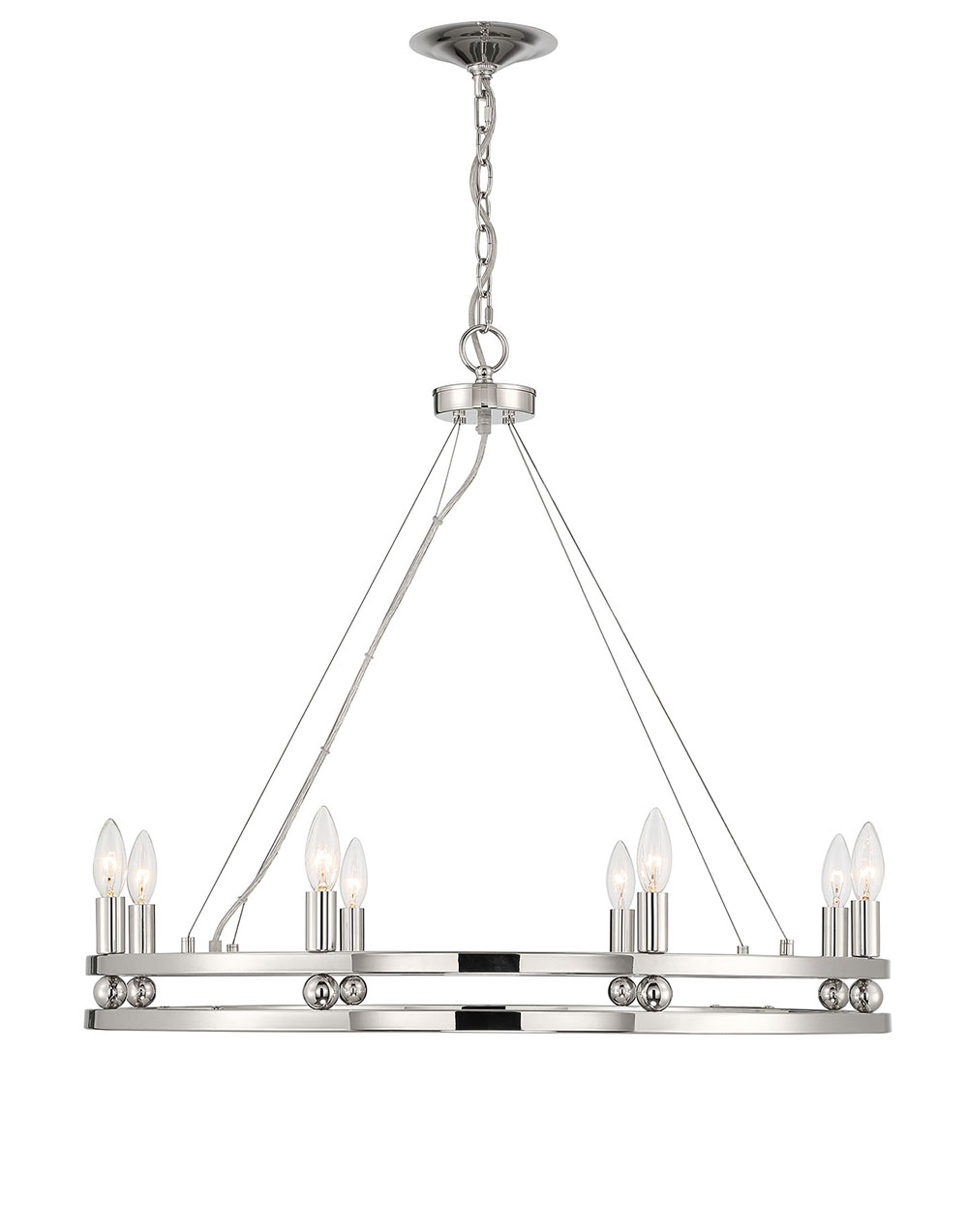 Ashland 8-Light Statement Round Nickel Chandelier - Lumanity